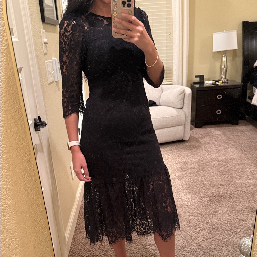Zara Black Lace Midi Dress